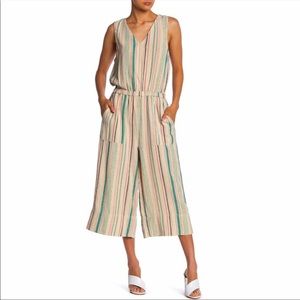 Splendid Striped Wide Leg Cropped Jumpsuit